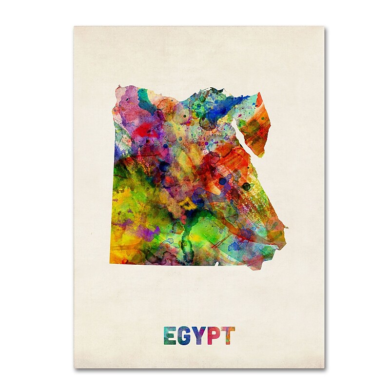 Trademark Michael Tompsett "Egypt Watercolor Map" Gallery-Wrapped Canvas Art, 14" x 19" image 1