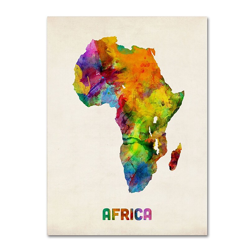 Trademark Michael Tompsett "Africa Watercolor Map" Gallery-Wrapped Canvas Art, 24" x 32" image 1
