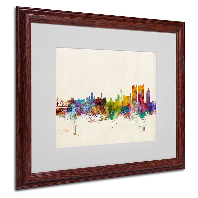 Trademark Michael Tompsett "Calcutta Skyline" Art, White Matte W/Wood Frame, 16" x 20" image 1
