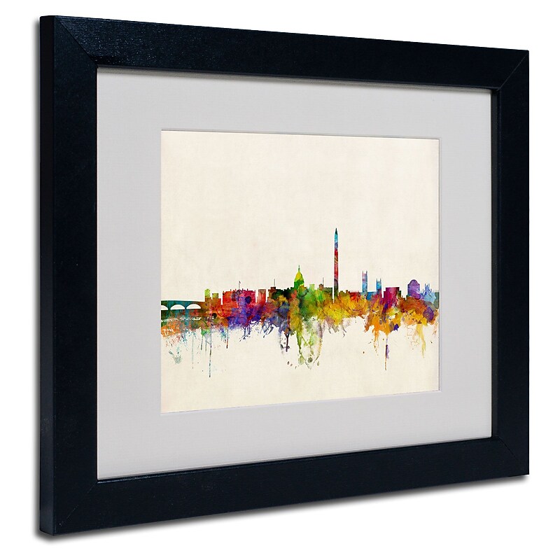 Trademark Michael Tompsett "Washington DC Skyline" Art, White Matte W/Black Frame, 11" x 14" image 1