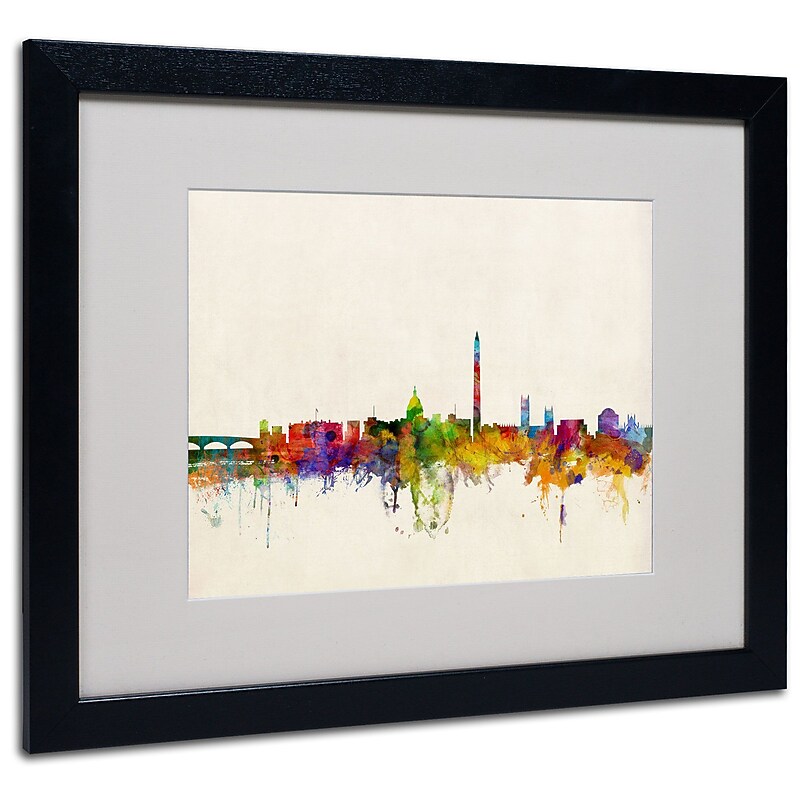 Trademark Michael Tompsett "Washington DC Skyline" Art, White Matte W/Black Frame, 16" x 20" image 1
