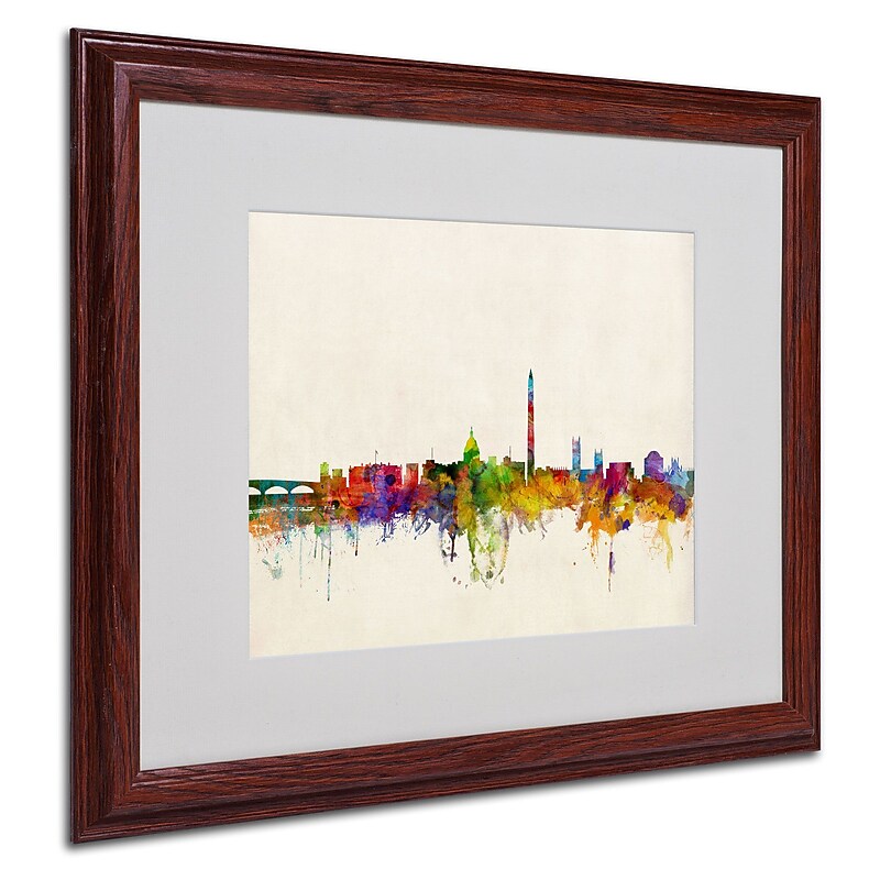 Trademark Michael Tompsett "Washington DC Skyline" Art, White Matte W/Wood Frame, 16" x 20" image 1