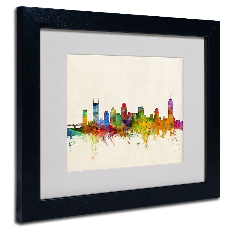 Trademark Michael Tompsett "Nashville Skyline" Art, White Matte W/Black Frame, 11" x 14" image 1