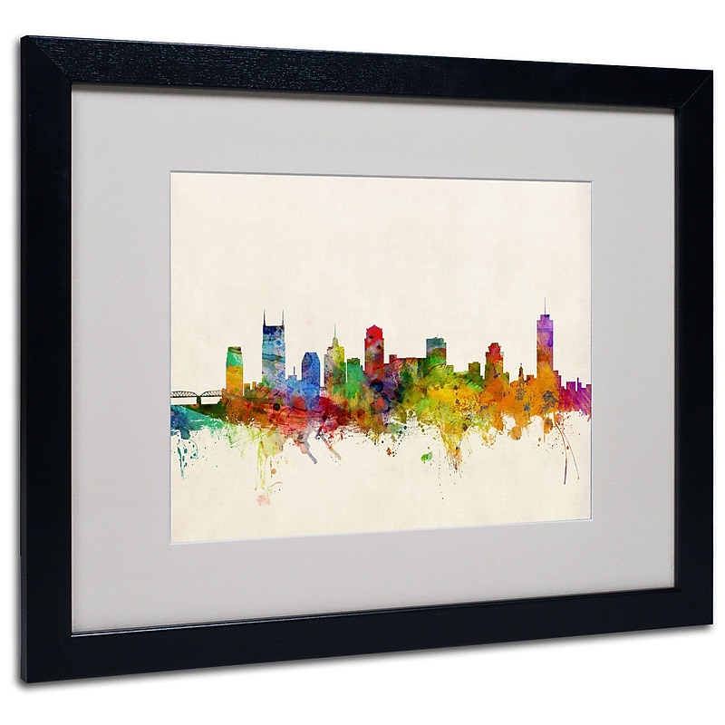 Trademark Michael Tompsett "Nashville Skyline" Art, White Matte W/Black Frame, 16" x 20" image 1