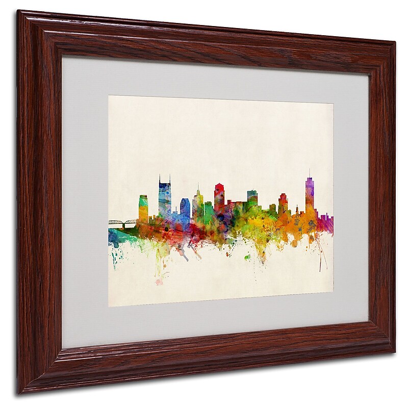 Trademark Michael Tompsett "Nashville Skyline" Art, White Matte W/Wood Frame, 11" x 14" image 1