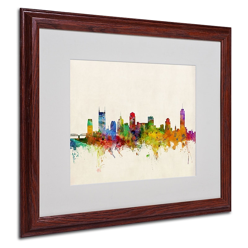 Trademark Michael Tompsett "Nashville Skyline" Art, White Matte W/Wood Frame, 16" x 20" image 1