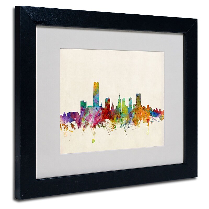 Trademark Michael Tompsett "Oklahoma City Skyline" Art, White Matte W/Black Frame, 11" x 14" image 1