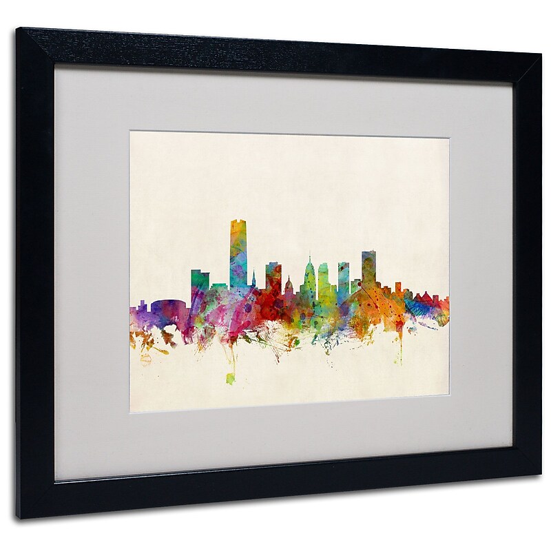 Trademark Michael Tompsett "Oklahoma City Skyline" Art, White Matte W/Black Frame, 16" x 20" image 1