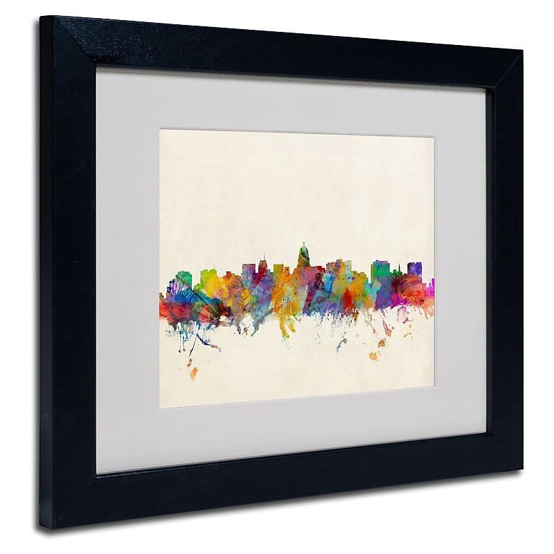 Trademark Michael Tompsett "Madison Skyline" Art, White Matte W/Black Frame, 11" x 14" image 1