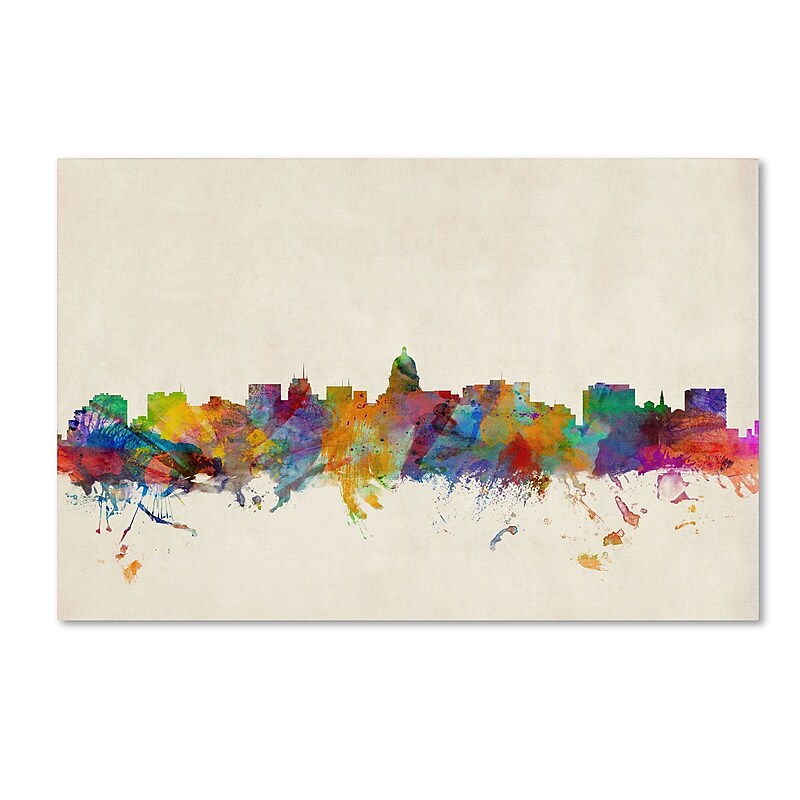 Trademark Michael Tompsett "Madison Watercolor Skyline" Gallery-Wrapped Canvas Art, 16" x 24" image 1
