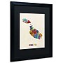 Trademark Michael Tompsett "Malta Watercolor Map" Art, Black Matte W/Black Frame, 16" x 20"~#|#~m001702110_sc7