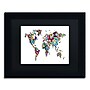 Trademark Michael Tompsett "Butterflies Map of the World" Art, Black Matte W/Black Frame, 11" x 14"~#|#~m001702130_sc7