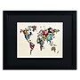 Trademark Michael Tompsett "Butterflies Map of..World II" Art, Black Matte W/Black Frame, 16" x 20"~#|#~m001702148_sc7