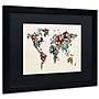 Trademark Michael Tompsett "Butterflies Map of..World II" Art, Black Matte W/Black Frame, 16" x 20"~#|#~m001702149_sc7