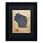 Trademark Michael Tompsett "Wisconsin Map Denim Jeans.." Art, Black Matte W/Black Frame, 11" x 14"~#|#~m001702190_sc7