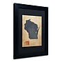 Trademark Michael Tompsett "Wisconsin Map Denim Jeans.." Art, Black Matte W/Black Frame, 11" x 14"~#|#~m001702191_sc7