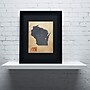 Trademark Michael Tompsett "Wisconsin Map Denim Jeans.." Art, Black Matte W/Black Frame, 11" x 14"~#|#~m001702192_sc7