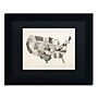 Trademark Michael Tompsett "United States Watercolor Map" Art, Black Matte W/Black Frame, 11" x 14"~#|#~m001702220_sc7