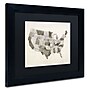 Trademark Michael Tompsett "United States Watercolor Map" Art, Black Matte W/Black Frame, 11" x 14"~#|#~m001702221_sc7