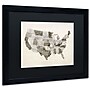 Trademark Michael Tompsett "United States Watercolor Map" Art, Black Matte W/Black Frame, 16" x 20"~#|#~m001702227_sc7