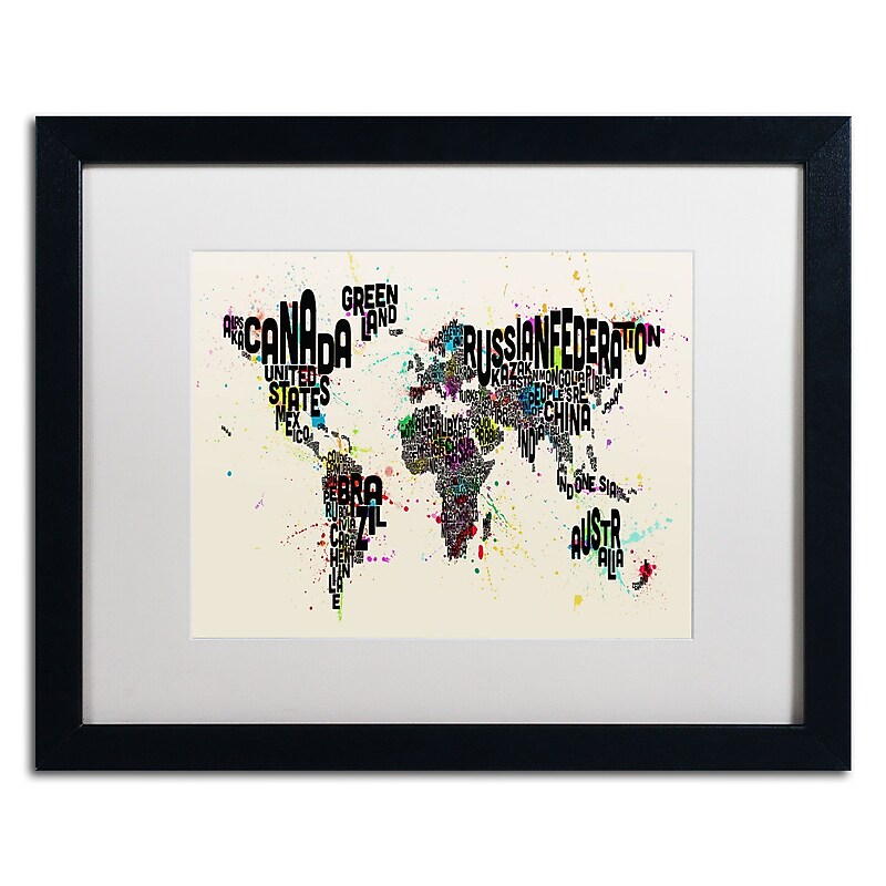 Trademark Michael Tompsett "Paint Splashes..World II" Art, White Matte W/Black Frame, 16" x 20" image 1