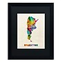 Trademark Michael Tompsett "Argentina Watercolor Map" Art, Black Matte W/Black Frame, 16" x 20"~#|#~m001702382_sc7