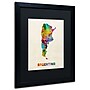 Trademark Michael Tompsett "Argentina Watercolor Map" Art, Black Matte W/Black Frame, 16" x 20"~#|#~m001702383_sc7