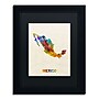Trademark Michael Tompsett "Mexico Watercolor Map" Art, Black Matte W/Black Frame, 11" x 14"~#|#~m001702388_sc7