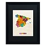 Trademark Michael Tompsett "Spain Watercolor Map" Art, Black Matte W/Black Frame, 16" x 20"~#|#~m001702406_sc7