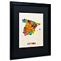 Trademark Michael Tompsett "Spain Watercolor Map" Art, Black Matte W/Black Frame, 16" x 20"~#|#~m001702407_sc7