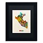 Trademark Michael Tompsett "Peru Watercolor Map" Art, Black Matte W/Black Frame, 11" x 14"~#|#~m001702436_sc7