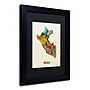 Trademark Michael Tompsett "Peru Watercolor Map" Art, Black Matte W/Black Frame, 11" x 14"~#|#~m001702437_sc7