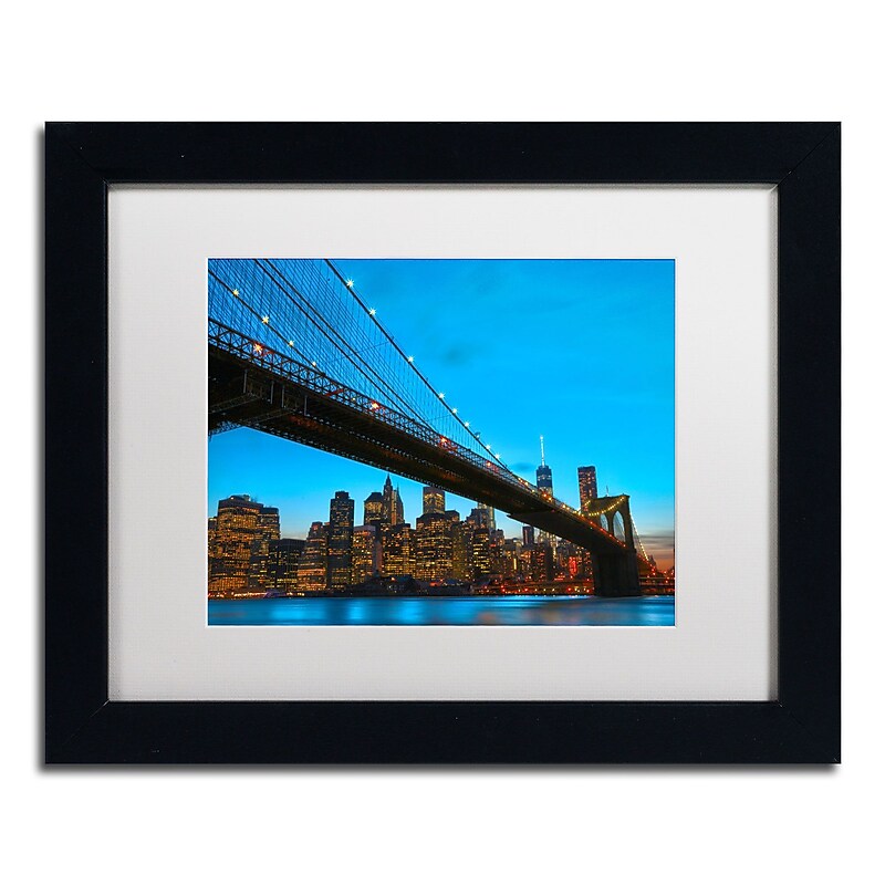 Trademark CATeyes "Brooklyn Bridge 1" Art, White Matte W/Black Frame, 11" x 14" image 1