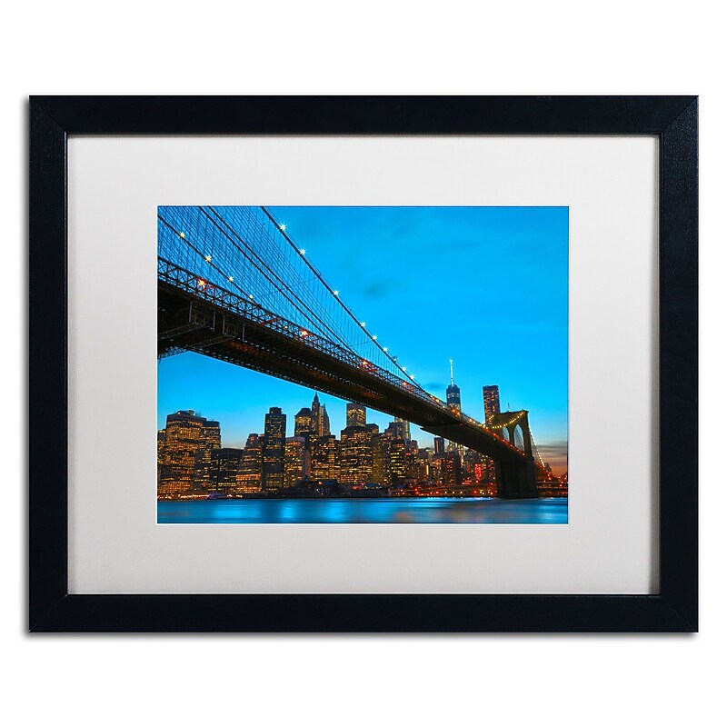 Trademark CATeyes "Brooklyn Bridge 1" Art, White Matte W/Black Frame, 16" x 20" image 1