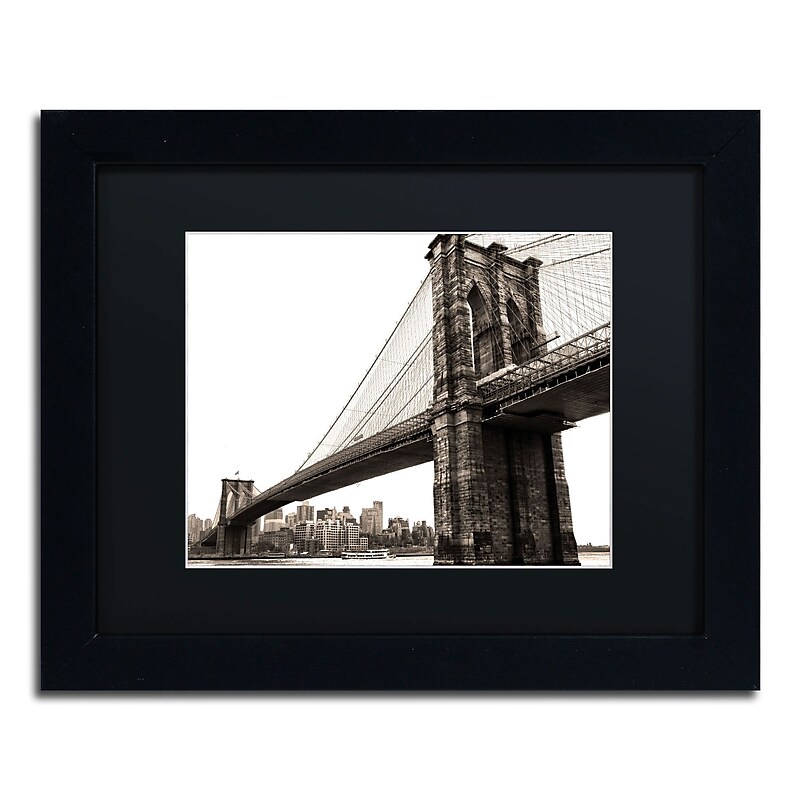 Trademark CATeyes "Brooklyn Bridge 2" Art, Black Matte W/Black Frame, 11" x 14" image 1