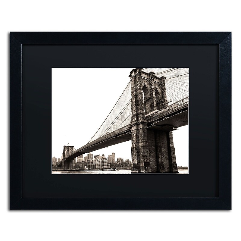 Trademark CATeyes "Brooklyn Bridge 2" Art, Black Matte W/Black Frame, 16" x 20" image 1