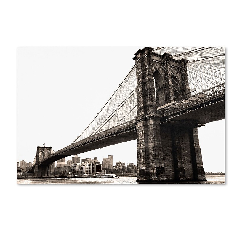 Trademark CATeyes "Brooklyn Bridge 2" Gallery-Wrapped Canvas Art, 30" x 47" image 1