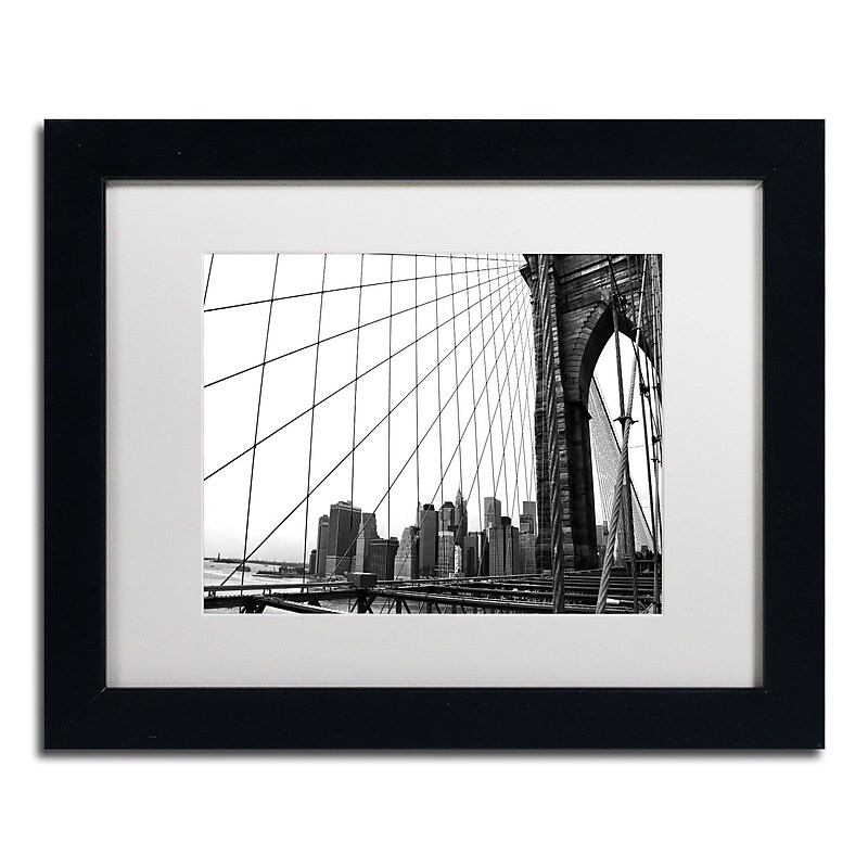 Trademark CATeyes "Brooklyn Bridge 4" Art, White Matte W/Black Frame, 11" x 14" image 1