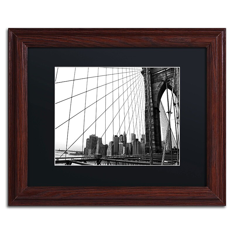 Trademark CATeyes "Brooklyn Bridge 4" Art, Black Matte W/Wood Frame, 11" x 14" image 1