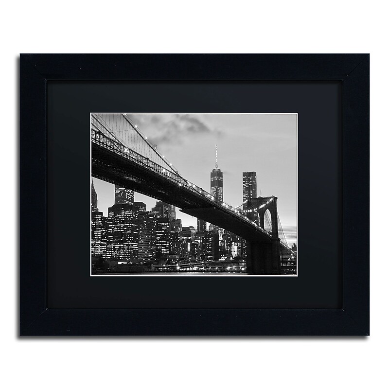 Trademark CATeyes "Brooklyn Bridge 5" Art, Black Matte W/Black Frame, 11" x 14" image 1