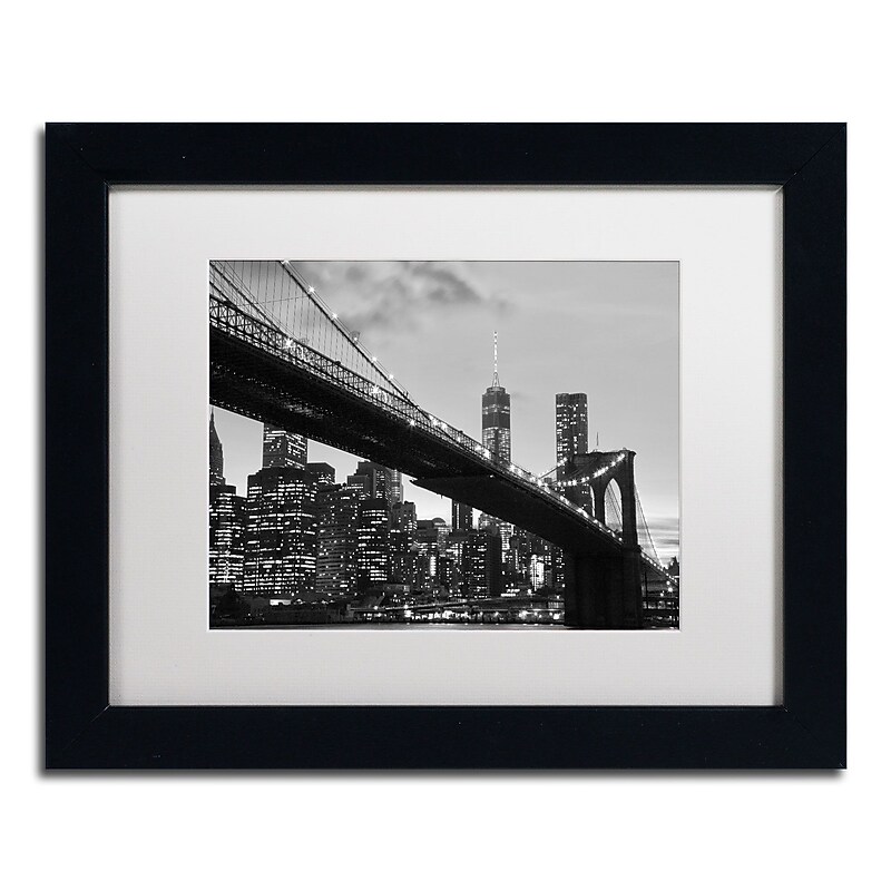 Trademark CATeyes "Brooklyn Bridge 5" Art, White Matte W/Black Frame, 11" x 14" image 1