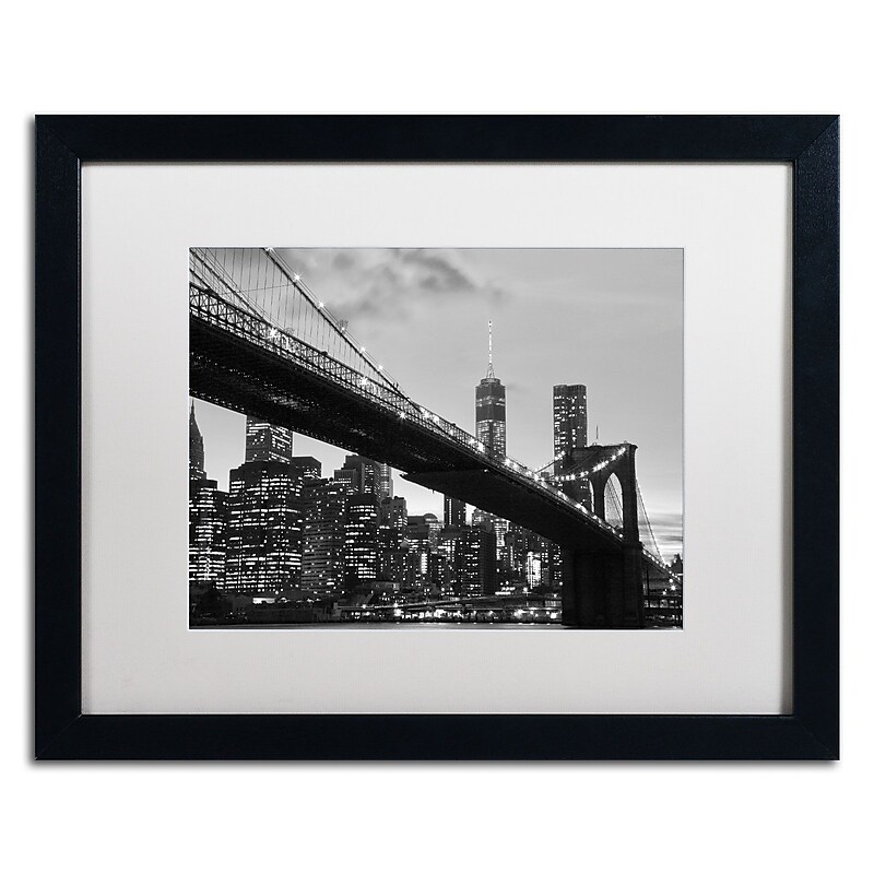 Trademark CATeyes "Brooklyn Bridge 5" Art, White Matte W/Black Frame, 16" x 20" image 1
