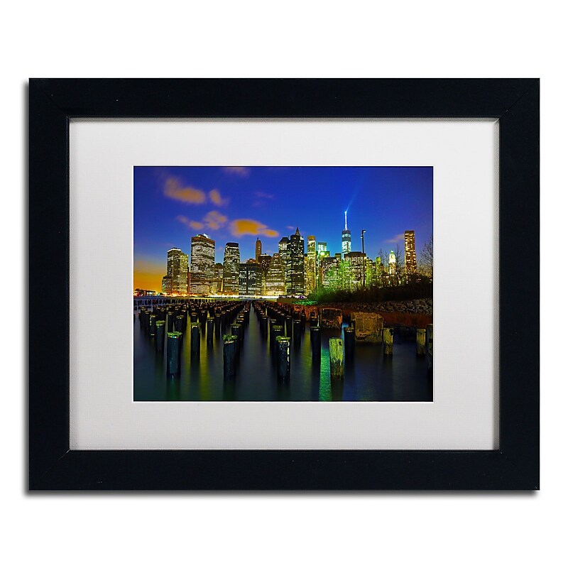 Trademark CATeyes "City Lights 1" Art, White Matte W/Black Frame, 11" x 14" image 1