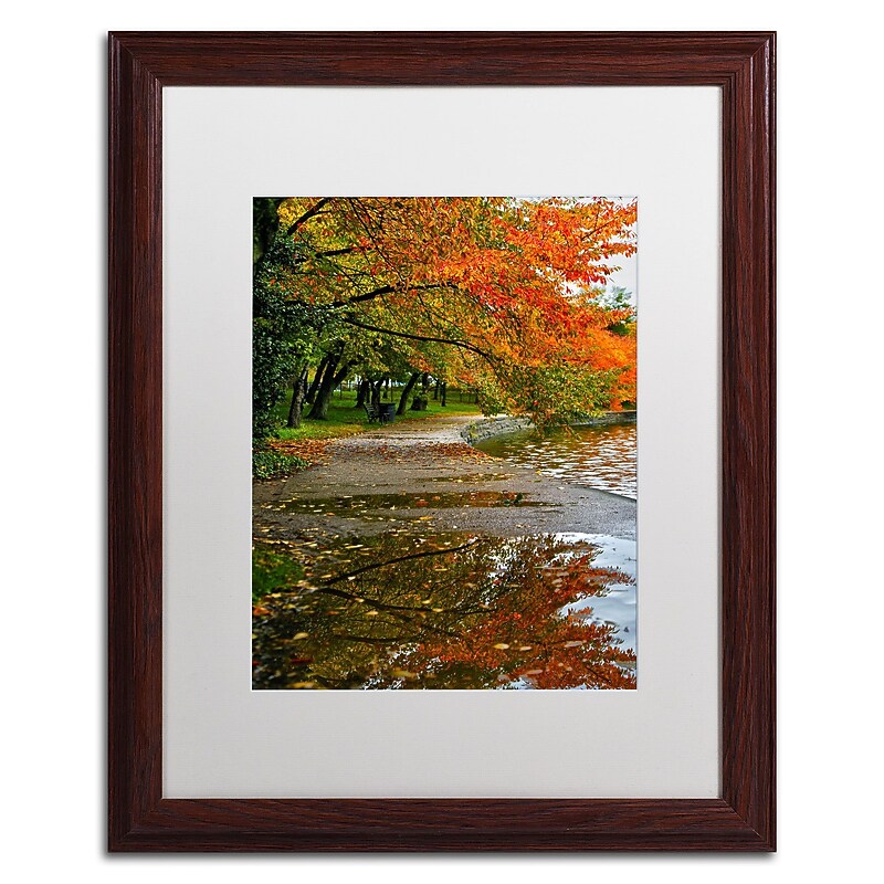 Trademark CATeyes "Tidal Basin Autumn 1" Art, White Matte W/Wood Frame, 16" x 20" image 1
