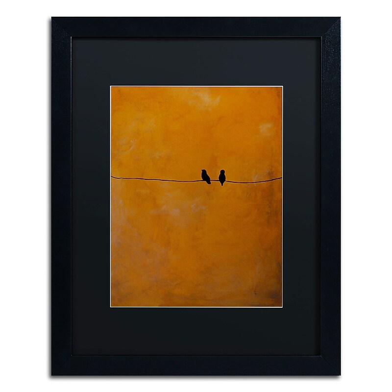 Trademark Nicole Dietz "Bird Pair Yellow" Art, Black Matte With Black Frame, 16" x 20" image 1