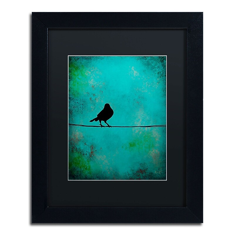 Trademark Nicole Dietz "Bird's Attention" Art, Black Matte With Black Frame, 11" x 14" image 1