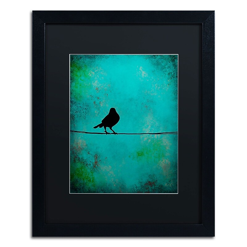 Trademark Nicole Dietz "Bird's Attention" Art, Black Matte With Black Frame, 16" x 20" image 1
