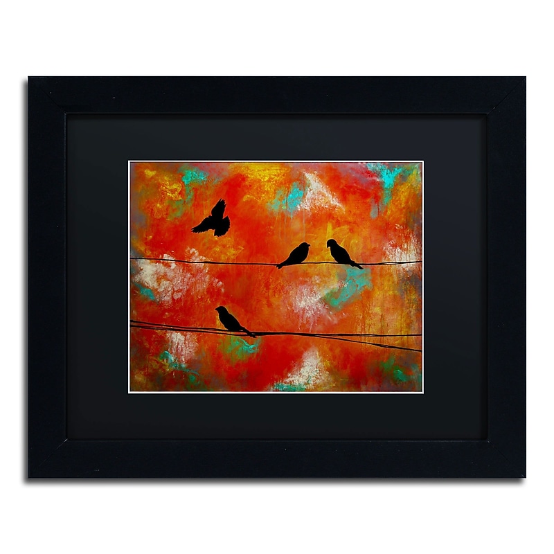 Trademark Nicole Dietz "Birds of Flight" Art, Black Matte With Black Frame, 11" x 14" image 1