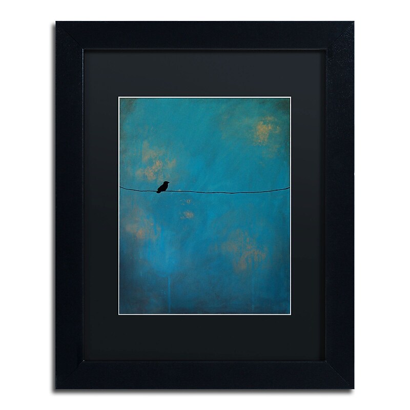 Trademark Nicole Dietz "Lone Bird Blue" Art, Black Matte With Black Frame, 11" x 14" image 1
