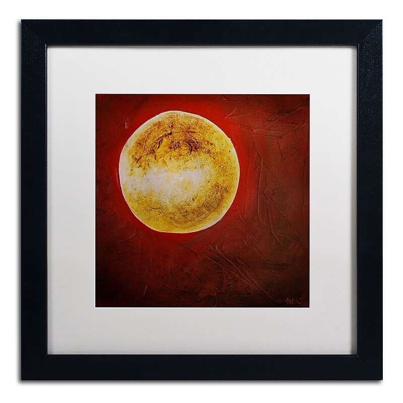 Trademark Nicole Dietz "Moon on Red" Art, White Matte With Black Frame, 16" x 16" image 1